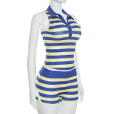 Contrast Color Stripe Two Piece Shorts Set MXBF-D26ST265