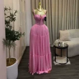 Solid Color Pleated Sling Maxi Dress GCNE-75478