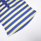 Contrast Color Stripe Two Piece Shorts Set MXBF-D26ST265