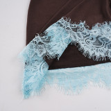 Lace Patchwork Contrast Color Mini Dress GPKJ-MR51074
