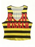 U Neck Stripe Letter Print Tank Top GFCF-1525