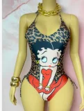 Leopard Print Halterneck Swimsuit GNJF-TY07