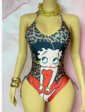 Leopard Print Halterneck Swimsuit GNJF-TY07