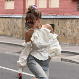 Off Shoulder Lantern Sleeve Shirts Top GPKJ-MR50609