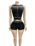 Sleeveless Rivet Two Piece Shorts Set GFCF-1503