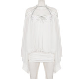 Chiffon Chain Off Shoulder Mini Dress GPKJ-MR50024