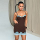Lace Patchwork Contrast Color Mini Dress GPKJ-MR51074