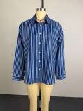 Stripe Long Sleeve Loose Shirt GCNE-75184
