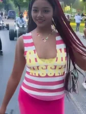 U Neck Stripe Letter Print Tank Top GFCF-1525