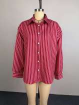 Stripe Long Sleeve Loose Shirt GCNE-75184