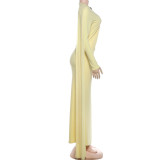 Solid Color Long Sleeve Ruched Maxi Dress DLSF-K6D15241A