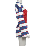 Stripe Print Tube Top Contast Color 2 Piece Top GZJQ-K6S14151A