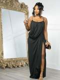 Solid Color Ruched Spaghetti Straps Maxi Dress GTYZ-7619