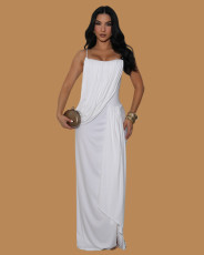 Solid Color Ruched Spaghetti Straps Maxi Dress GTYZ-7619