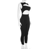 Solid Color Hollow Out Jumpsuit MXBF-J26JP362