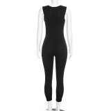 Solid Color Hollow Out Jumpsuit MXBF-J26JP362