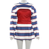 Stripe Print Tube Top Contast Color 2 Piece Top GZJQ-K6S14151A
