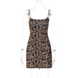 Leopard Print Backless Lace Up Sling Mini Dress LJSF-D6722148H