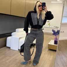 Zipper Hooded Long Sleeve Coat GZJQ-K6C13111A