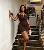 One Shoulder Metal Buckle Mini Dress GADE-111851