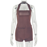 Halterneck Solid Color Mini Dress GJYO-JS919213