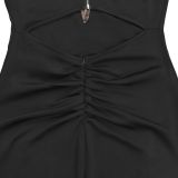 V Neck Hot Diamond Backless Evening Dress BY-7781