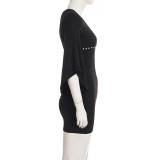 Deep V Neck Rivet Mini Dress GPKJ-MR51208