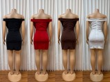 One Shoulder Metal Buckle Mini Dress GADE-111851