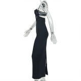 Solid Color Backless Sing Maxi Dress GJYO-JD305718