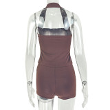 Halterneck Solid Color Mini Dress GJYO-JS919213