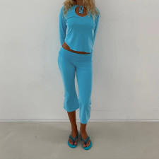 Long Sleeve Solid Color Two Piece Pants Set GPKJ-MR51306