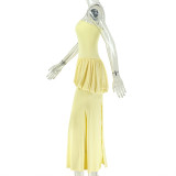 Wrap Chest Ruched Slim Maxi Dress GJYO-JD305758