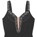 V Neck Hot Diamond Backless Evening Dress BY-7781