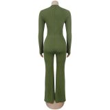 Long Sleeve Hollow Out Two Piece Pants Set BY-7806