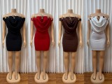 One Shoulder Metal Buckle Mini Dress GADE-111851