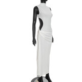 Sleeveless Solid Color High Split Maxi Dress GDSF-J26DS317