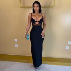 Solid Color Backless Sing Maxi Dress GJYO-JD305718