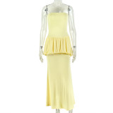 Wrap Chest Ruched Slim Maxi Dress GJYO-JD305758