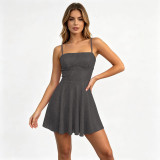 Solid Color Sequin Sling Mini Dress YMYF-9578