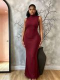 Solid Color Sleeveless Backless Maxi Dress GADE-11469