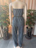 One Shoudler Denim Wide Leg Jumpsuit OSM-4506