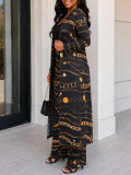 Long Sleeve Print Coat Skin Two Piece Pants Set HNIF-HN188