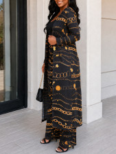 Long Sleeve Print Coat Skin Two Piece Pants Set HNIF-HN188