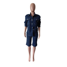 Long Sleeve Fifth Pants Denim 2 Piece Set MEM-88717