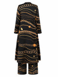 Long Sleeve Print Coat Skin Two Piece Pants Set HNIF-HN188