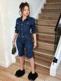 Long Sleeve Fifth Pants Denim 2 Piece Set MEM-88717