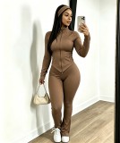 Tight Long Sleeve Micro Flare Pants 2 Piece Set(With Headscarf) TK-6356