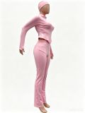 Tight Long Sleeve Micro Flare Pants 2 Piece Set(With Headscarf) TK-6356