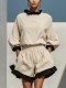 Contrast Color Ruffles Edge Two Piece Shorts Set GWDS-260711