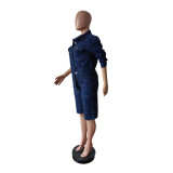 Long Sleeve Fifth Pants Denim 2 Piece Set MEM-88717